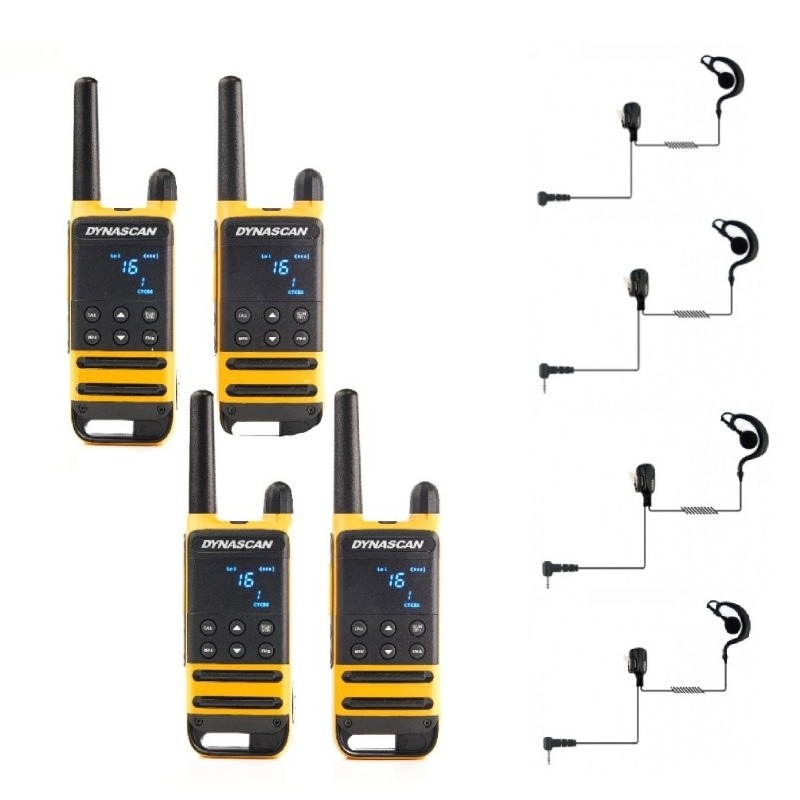 4er Pack Dynascan P19 + 4 Ohrhaken Headsets