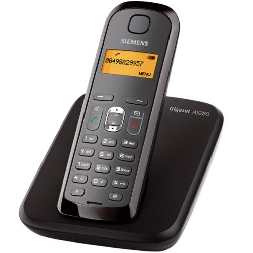 Siemens Gigaset AS280 Duo schwarz Schnurloses DECT-Telefon mit zusätzlichem Mobilteil und beleuchtetem Grafik-Display 