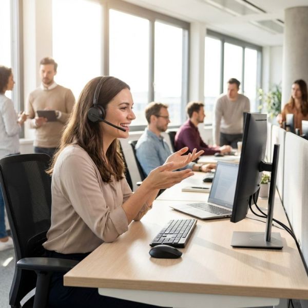 EPOS IMPACT 500 headset worn in office environment