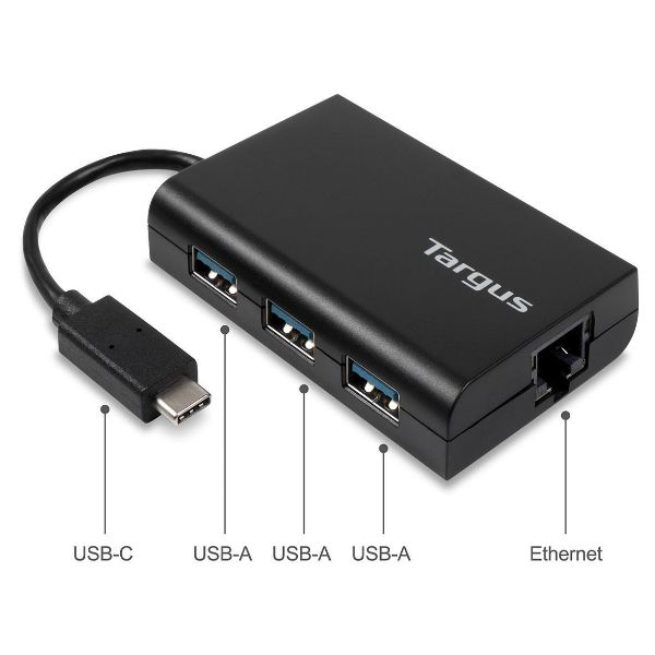 USB-C-Hub mit 3 USB-A- und Gigabit-Ethernet-Anschlüssen von Targus