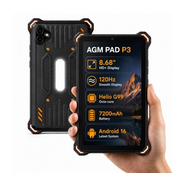AGM PAD P3 Rugged Tablet Front and Rear View