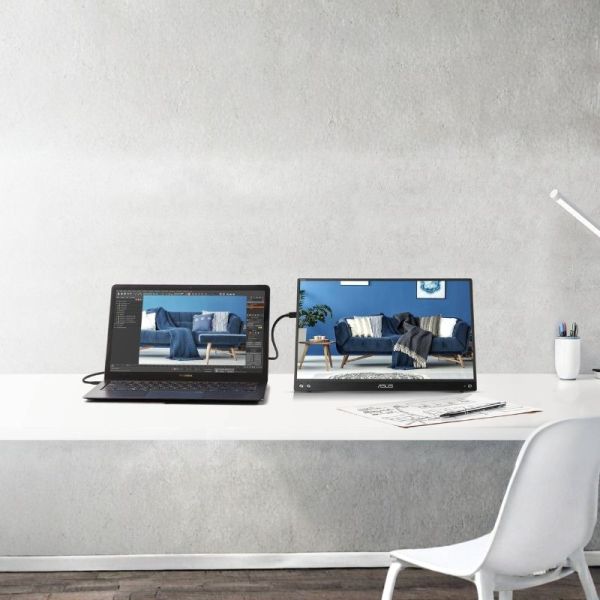 ASUS ZenScreen MB16AHV dual screen workspace setup