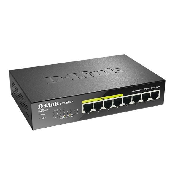 D-LINK DGS-1008P - Switch 8 Anschlüsse PoE