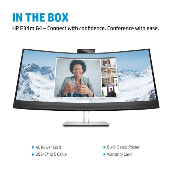 HP E34m G4 WQHD USB-C Curved-Konferenzmonitor