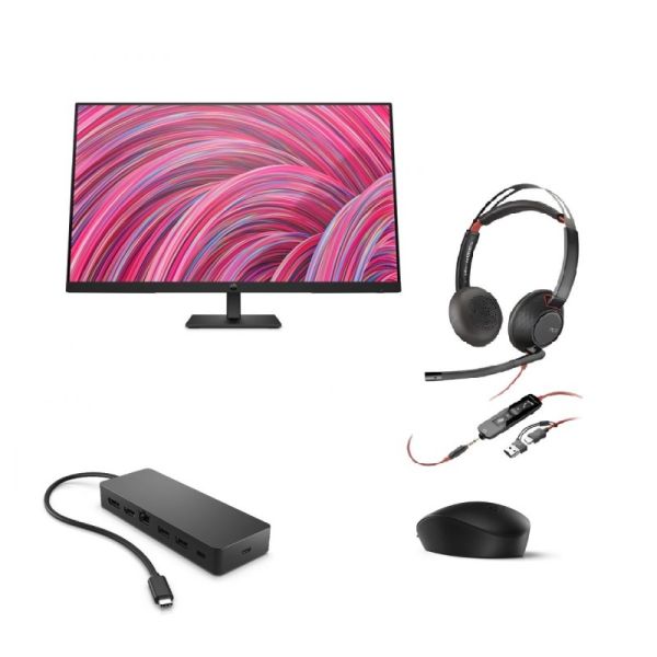 Pack HP 125 + Hub + Monitor + Headset Poly Blackwire 5220