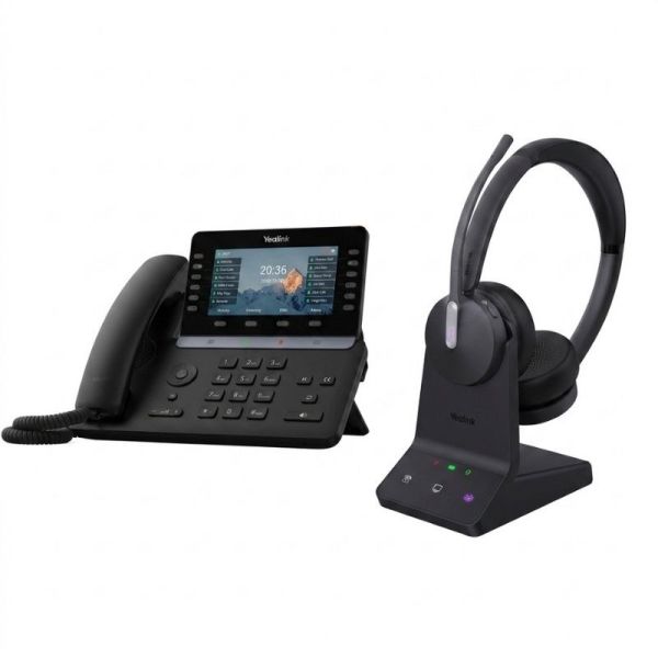 Paket: Yealink T85W IP-Telefon + Yealink WH64 Duo-Funk-Headset – IA