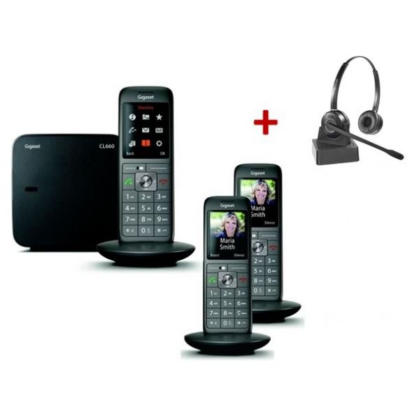 Pack: Gigaset CL660 Trio (EU-Version) + Cleyver HW15 GAP Headset
