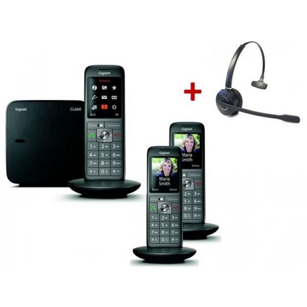 Pack: Gigaset CL660 TRIO (EU-Version) + Cleyver HW10 GAP Headset