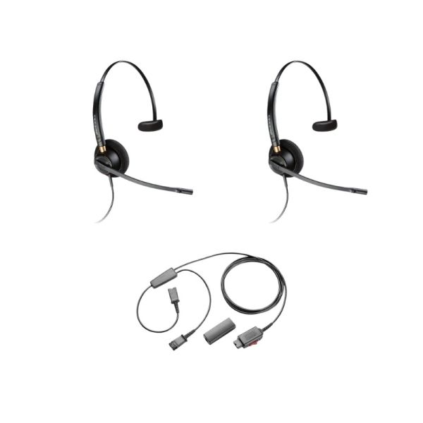 2er Pack Plantronics EncorePro HW510 + Y-Kabel für Doppelanschluss
