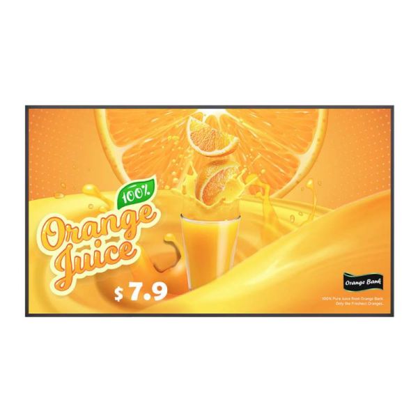 65 inch LG professional display showing 4K promotional content