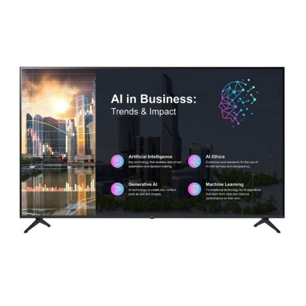 43 inch LG digital signage screen showing sharp 4K content