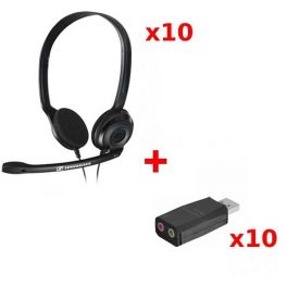 10er Pack: Sennheiser PC 3 Chat + USB-Adapter