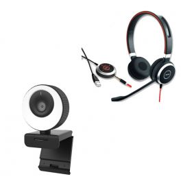 Jabra Evolve 40 Duo + Webcam mit Lichtring