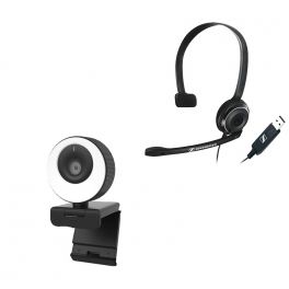 Sennheiser PC7 USB + Cleyver Webcam HD mit Beleuchtungsring
