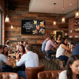 LG UH5Q 55 inch UHD signage display in a modern bar