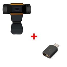 Pack: USB-Webcam für PC + USB-A zu USB-C Adapter