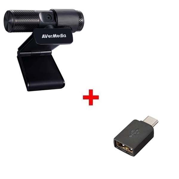 Pack: AVermedia Webcam USB Live Streamer 313 + USB-A zu USB-C Adapter