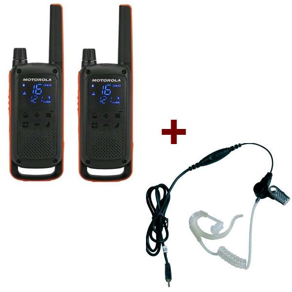 2er Set-Motorola Talkabout T82 + 2 Bodyguard-Kits mit Ohrhaken