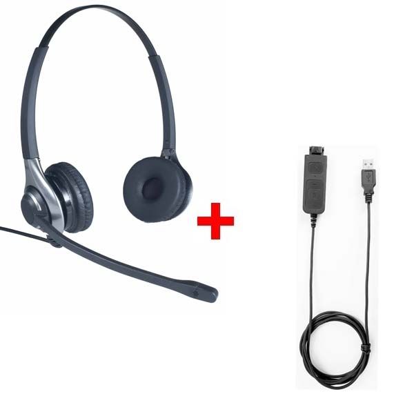 OD HC 45 Duo-Headset mit USB-Anschluss und Inline-Regler