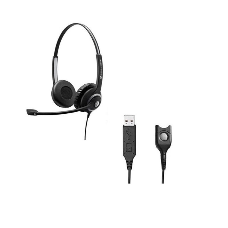 Pack: Sennheiser SC 268 QD Headset  + USB Adapter  Kabel 