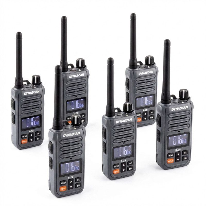 6er Pack PMR446 Dynascan R38 Walkie Talkies