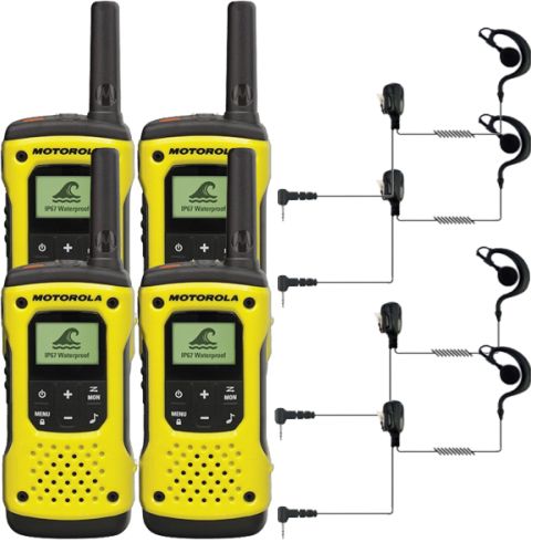 4er Set: 4 Motorola T92 H2O + 4 PTT Headsets