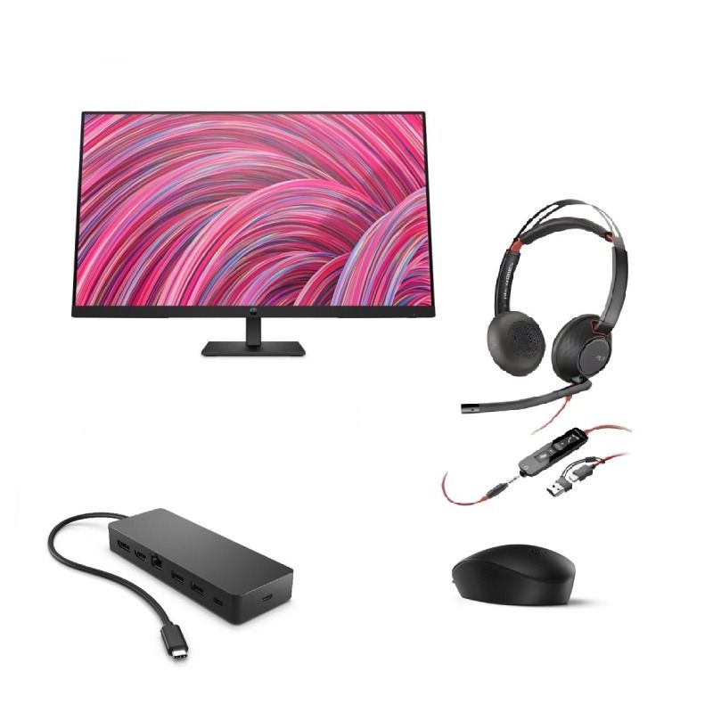Pack HP 125 + Hub + Monitor + Headset Poly Blackwire 5220