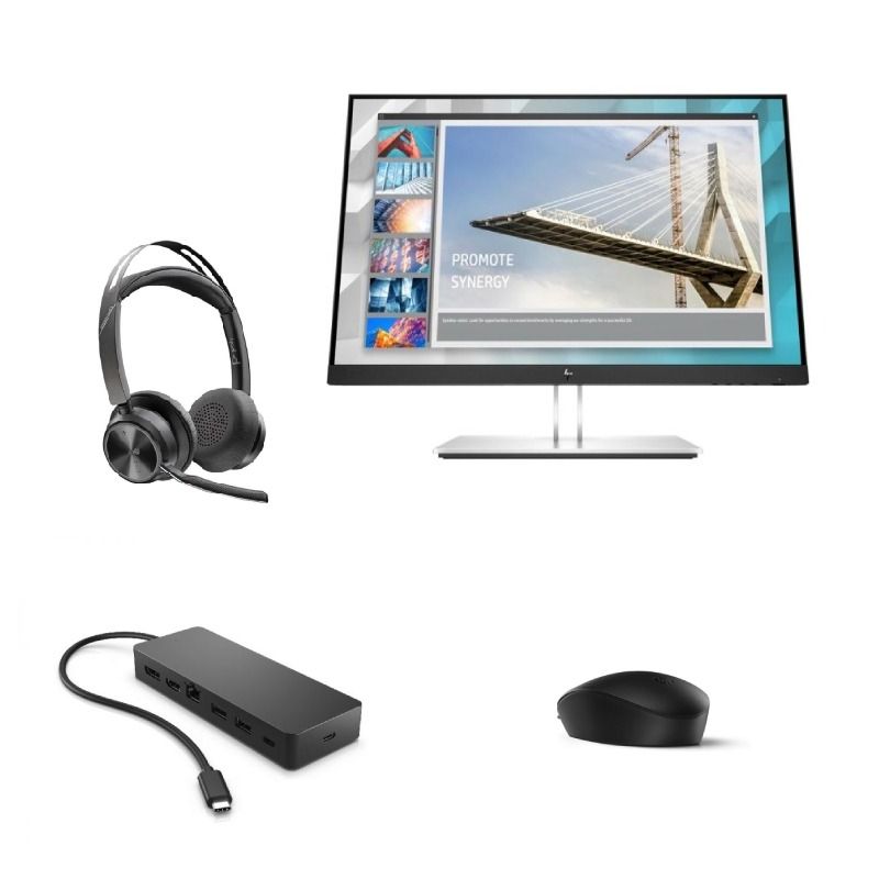 Pack HP 125 + Hub + Monitor+ Headset Poly Voyager Focus 2