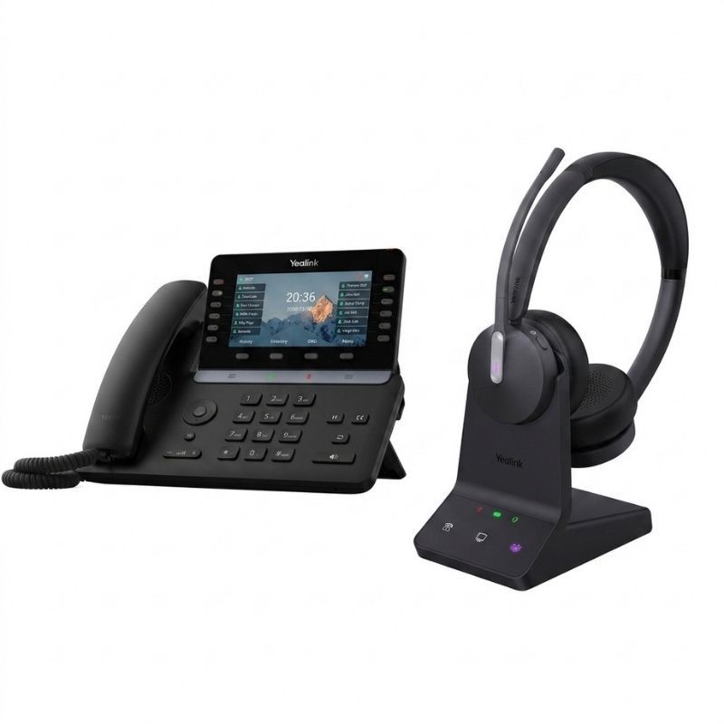 Pack Yealink T85W IP-Telefon + Yealink WH64 schnurloses Duo-Headset