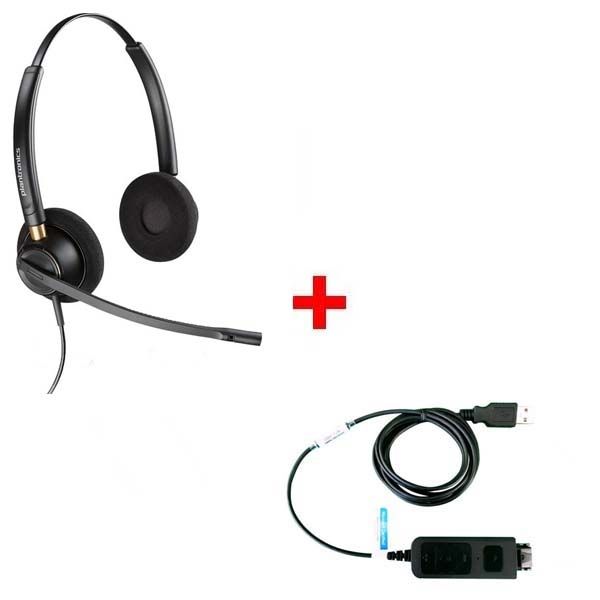 Plantronics Encore Pro HW520 + USB-Adapterkabel DSU011M 