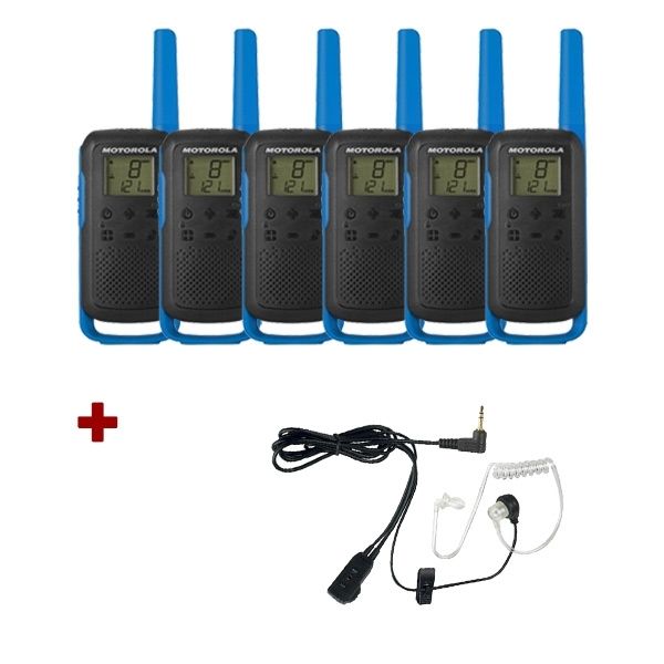 6er Set Motorola Talkabout T62 (blau) + 6 Bodyguard-Kits