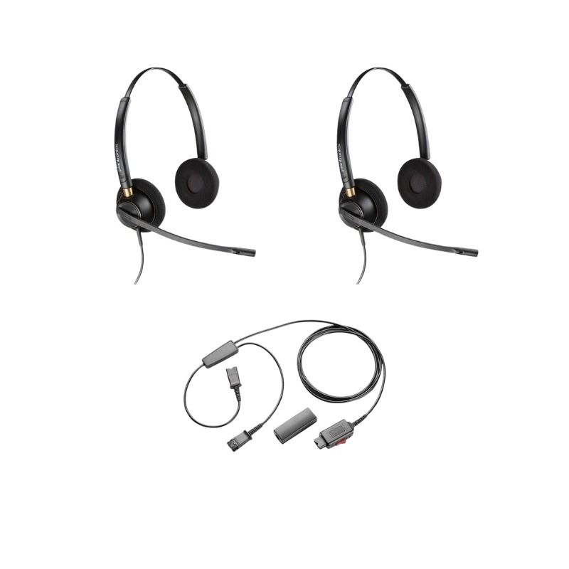2er Pack Plantronics EncorePro HW520 + Y Kabel für Doppelanschluss