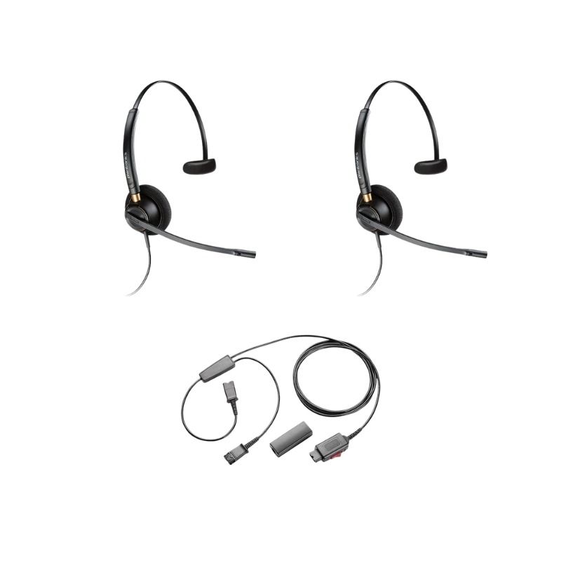 2er Pack Plantronics EncorePro HW510 + Y-Kabel für Doppelanschluss