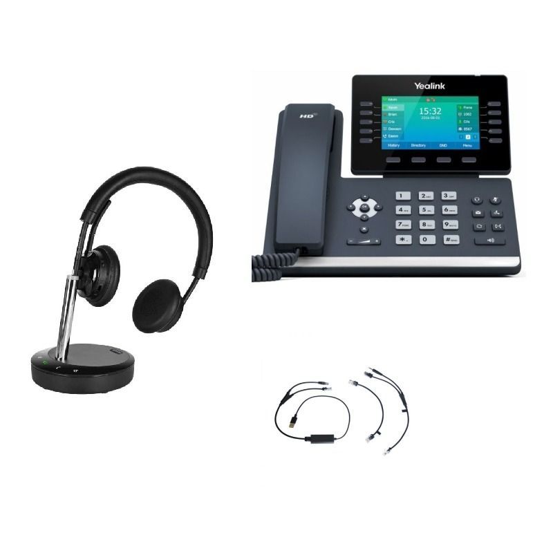 Pack Yealink T54W + Rufannahme Kabel + Cleyver DECT2 USB Stereo