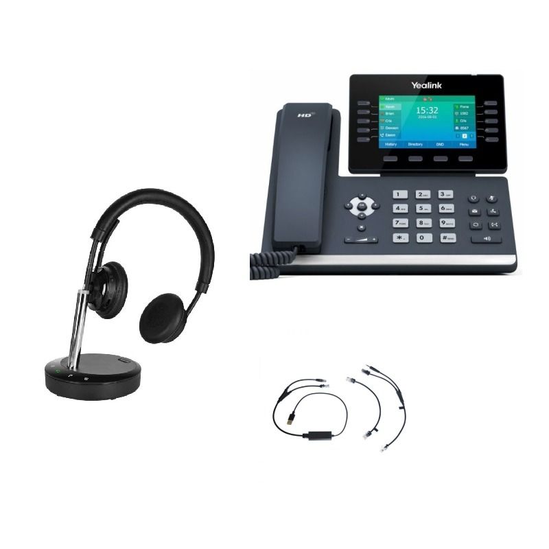 Pack Yealink T54W + Rufannahme Kabel + Cleyver DECT Office Stereo