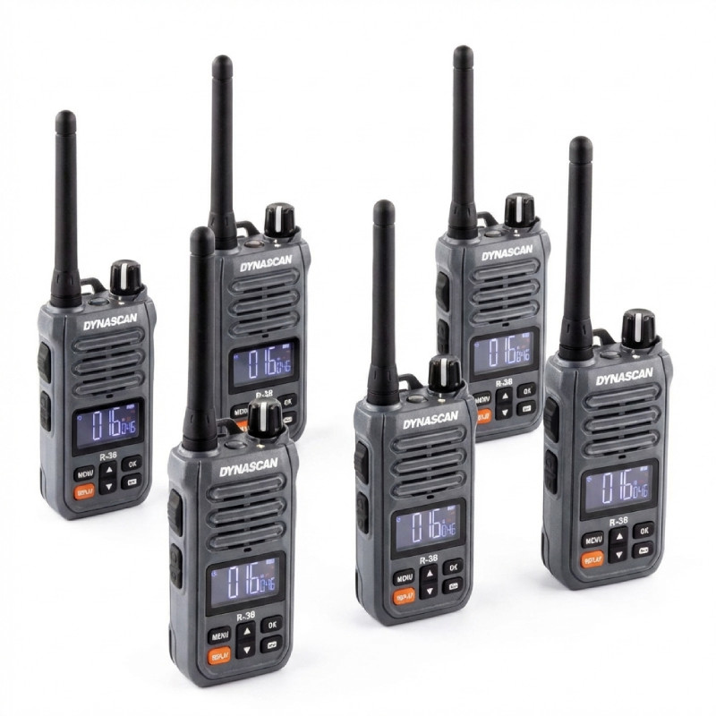 6er Pack PMR446 Dynascan R38 Walkie Talkies