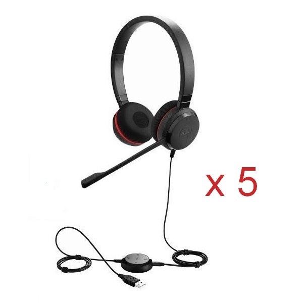 5er Pack: Jabra Evolve 30 II USB UC MS Duo (USB + 3,5mm Klinke)