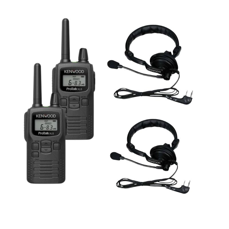 2er Set Kenwood PKT-300E + 2x Mikrofon-Headset mit Überkopfbügel