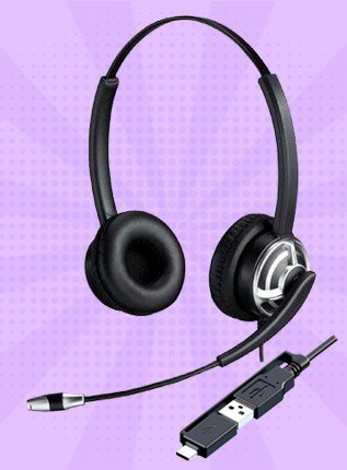 Cleyver HC65 Duo USB-A / USB-C mit flexiblem Mikrofonarm - Onedirect