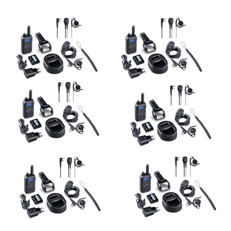 6er Pack Midland BR180 + 6 Ohrhaken Headsets BA21