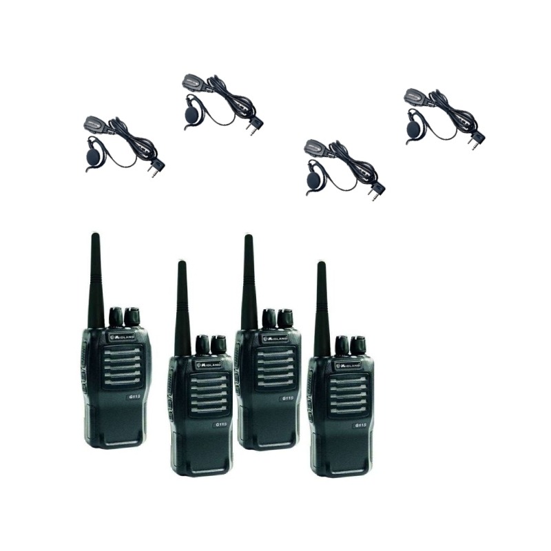 4er Pack Midland G11 Pro + 4 BA21 Mikrofone