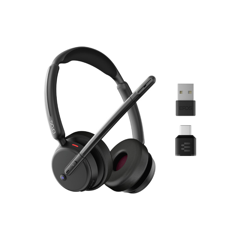 Epos Impact 500 MS ANC USB-C+A Microsoft Teams-zertifiziertes kabelloses Headset mit Hybrid-ANC, USB-C+A-Dongle, langer Akkulaufzeit und erstklassigem