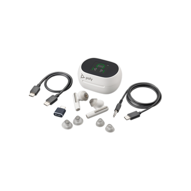 Poly Voyager Free 60+ MS White USB-C + Touchscreen Ladeetui