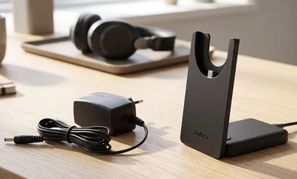 Professionelles kabelloses Headset auf einer kompatiblen Ladestation