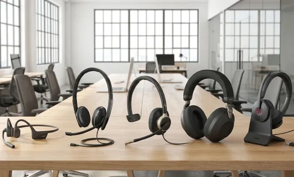 Professionelle Headset-Marken für Unternehmen Headsets verschiedener Marken für geschäftliche Telefonate und Videokonferenzen