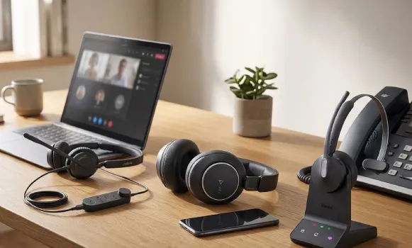 Kopfhörer für verschiedene Kommunikationsmedien Professionelles Headset zur Verwendung mit einem Computer und einem Festnetztelefon