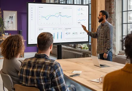 Diplay professionali per riunioni, con touchscreen e digital signage 
