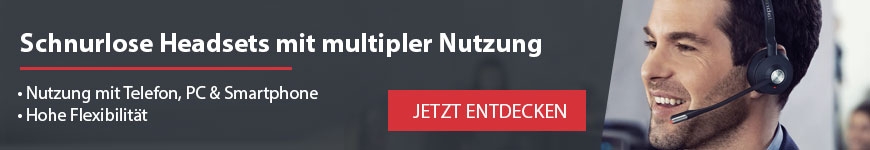 Schnurlose Headsets für multiple Nutzung mit Telefon, PC & Smartphone