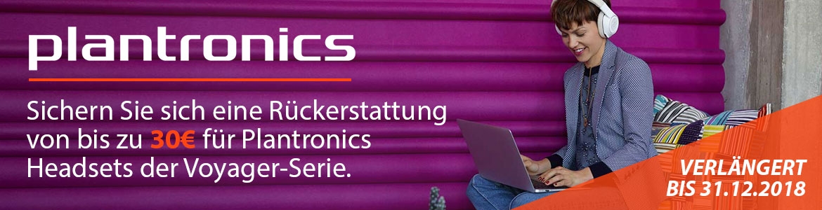 Sichern Sie sich eine Rückerstattung von bis zu 30€ für Plantronics Headsets der Voyager-Serie Sichern Sie sich eine Rückerstattung von bis zu 30€ für Plantronics Headsets der Voyager-Serie
