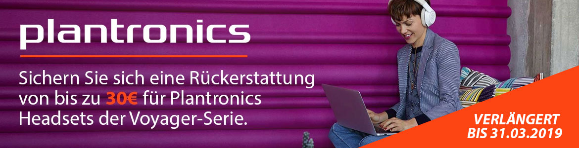 Sichern Sie sich eine Rückerstattung von bis zu 30€ für Plantronics Headsets der Voyager-Serie Sichern Sie sich eine Rückerstattung von bis zu 30€ für Plantronics Headsets der Voyager-Serie